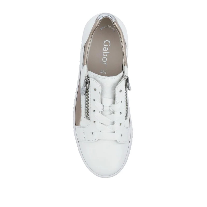 Wemo Gabor Lace-Up Leather Trainers - GAB37517 / 323 536 - White-Gold