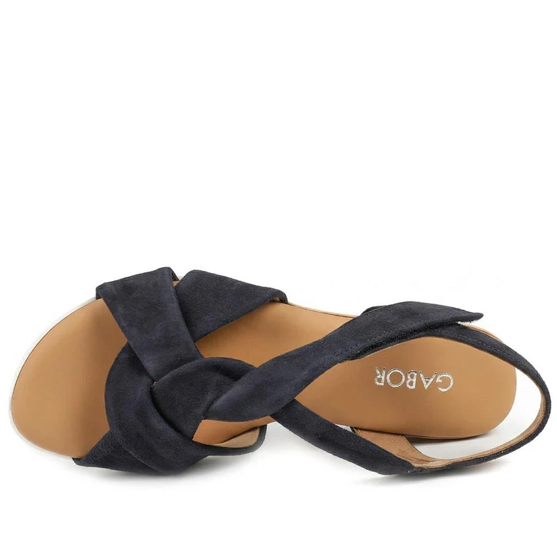Gabor Kalix Wide Fit Leather Slingback Sandals - GAB43522 / 328 865 - Navy Suede