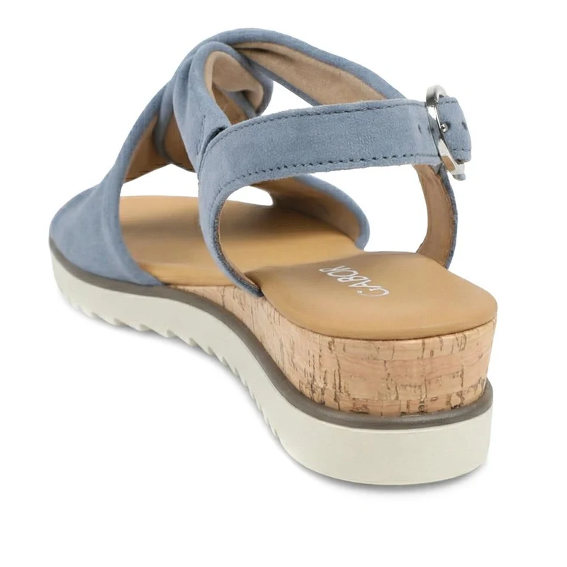 Gabor Rich Wide Fit Leather Twist-Front Sandals - GAB31514 / 317 898 - Pale Blue