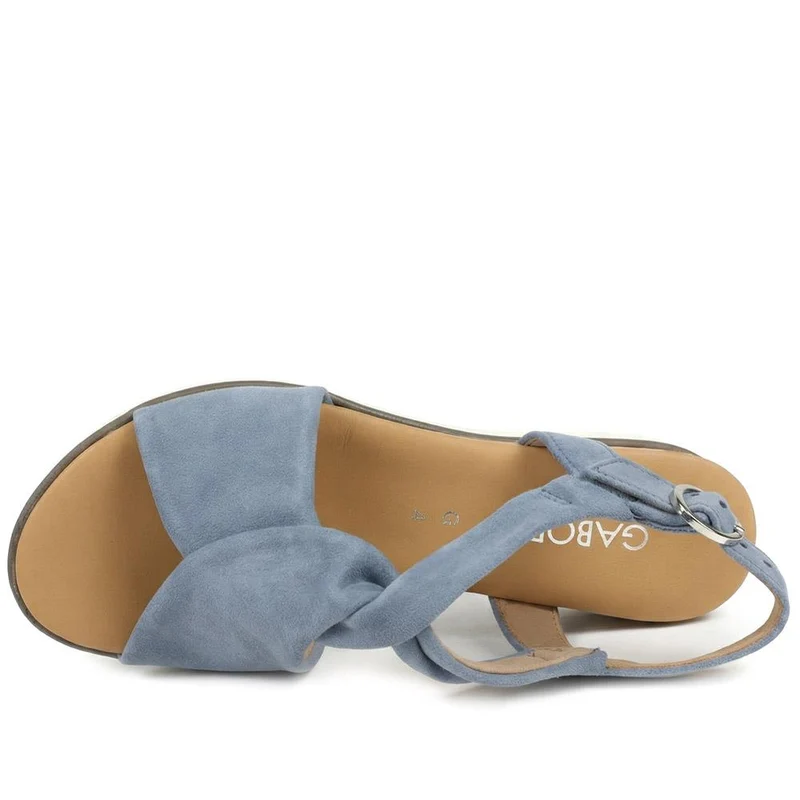 Gabor Rich Wide Fit Leather Twist-Front Sandals - GAB31514 / 317 898 - Pale Blue