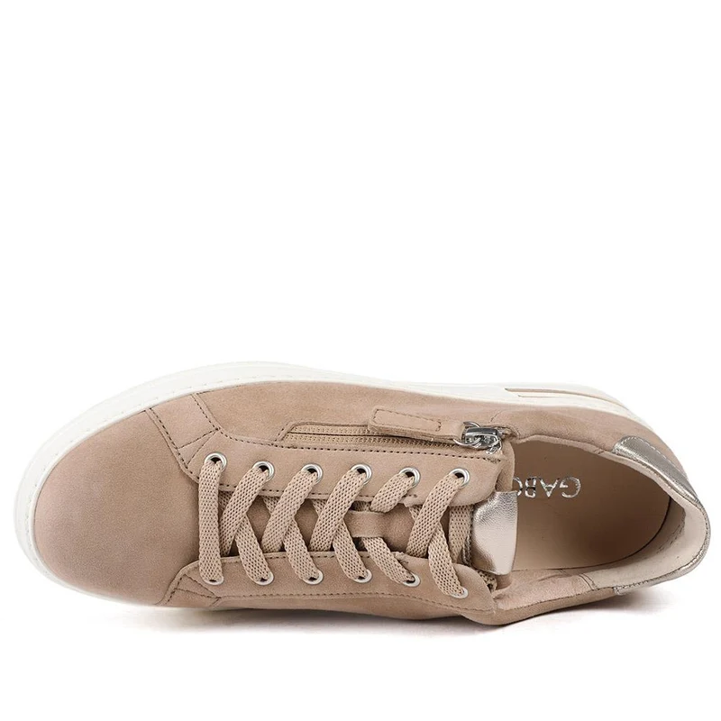 Gabor Kara Wide Fit Leather Zipped Trainers - GAB43508 / 328 759 - Beige