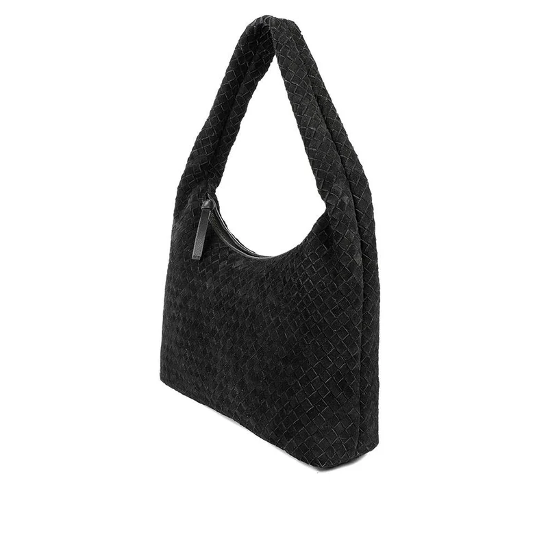 Waverely Leather Shoulder Bag - WAVERELY / 329 242 - Black Suede