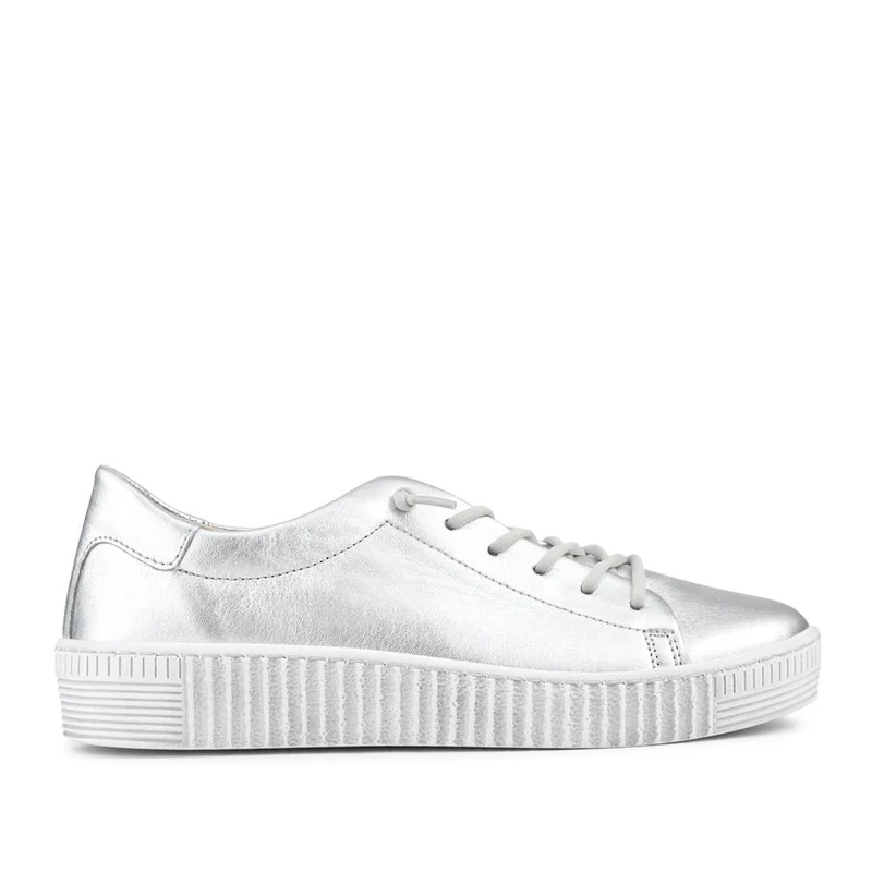 Gabor Casual Leather Lace Up Trainers - GAB43002 / 328 668 - Silver