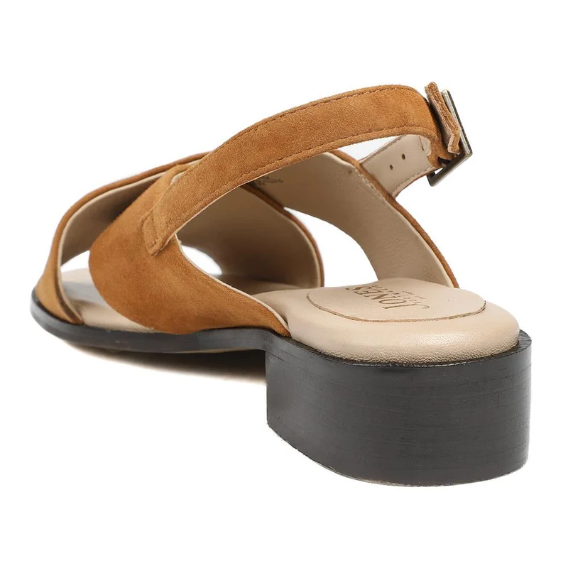 Fauna Leather Block Heel Sandals - FAUNA / 329 109 - Dark Tan