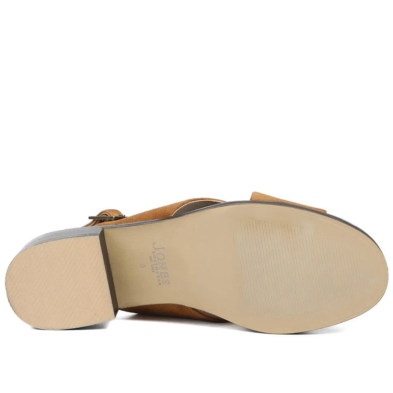 Fauna Leather Block Heel Sandals - FAUNA / 329 109 - Dark Tan