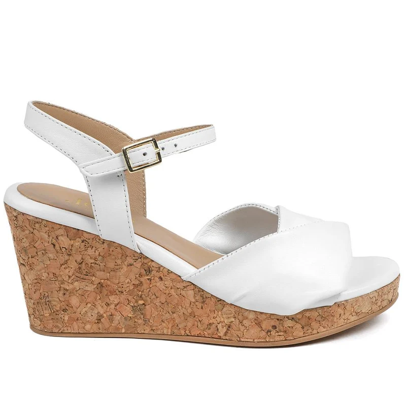 Iva Leather Wedge Heel Sandals - IVA / 328 917 - White