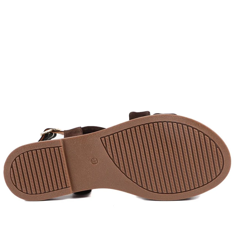 Haliwide Leather Wide-Fitting Sandals - HALIWIDE / 327 490 - Choco Suede