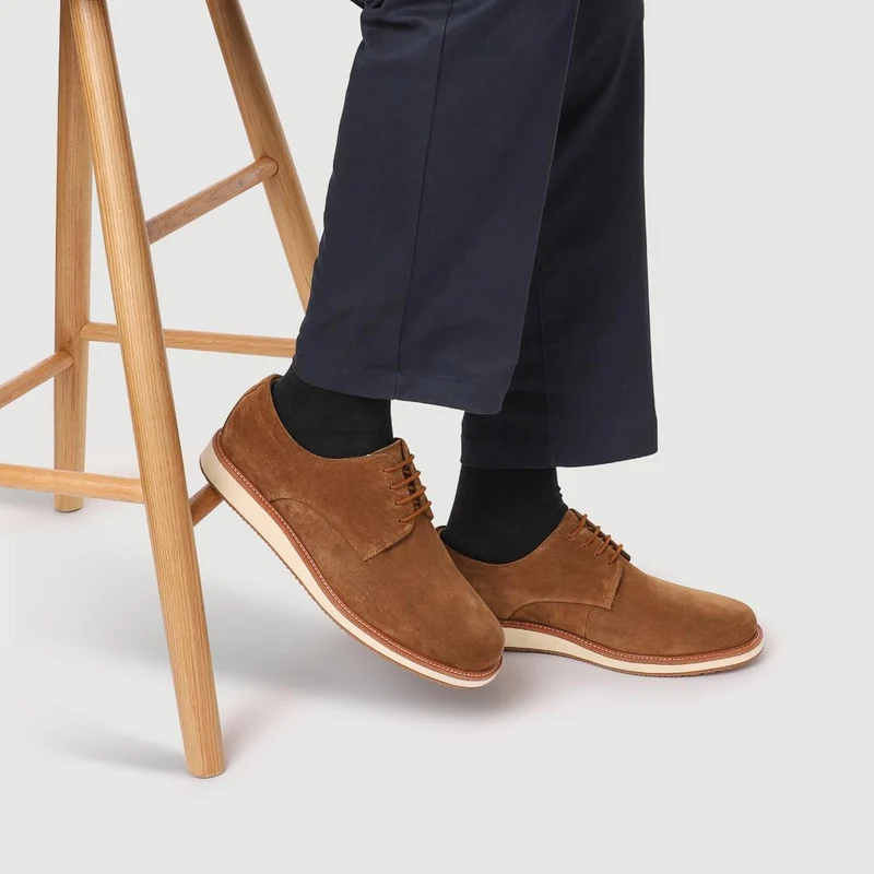 Longfield Wide Fit Leather Lace Up Shoes - LONGFIELD / 328 100 - Tan Suede