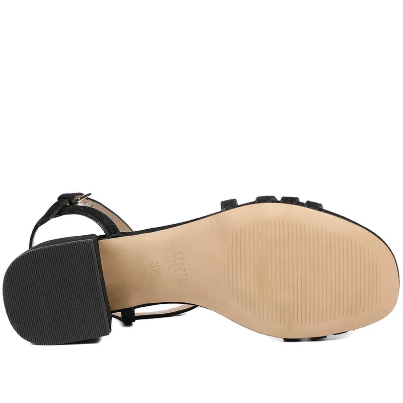 Ginette2 Heeled Leather Sandals - GINETTE2 / 325 061 - Black