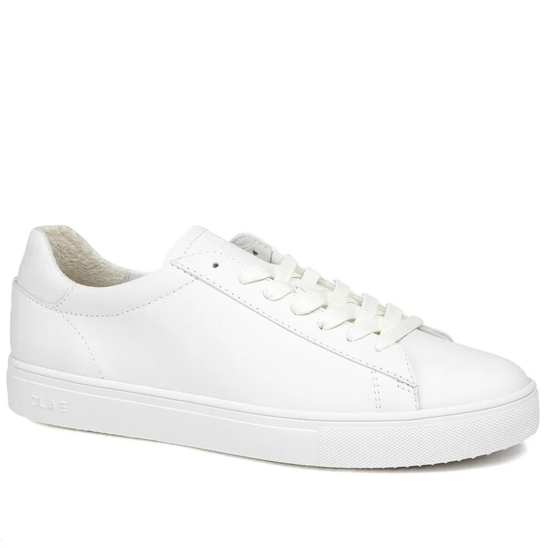 Clae Bradley Essentials Leather Lace Up Trainers - CLAGB43504 / 329 180 - White