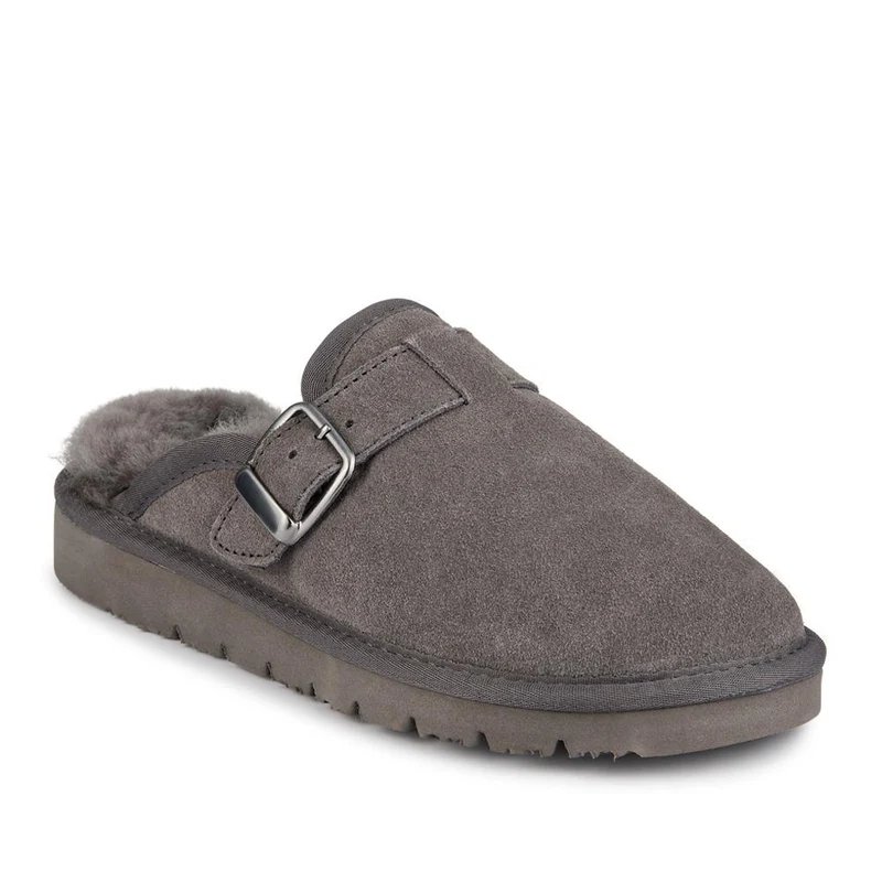 Fiora Leather Mule Slippers - FIORA / 328 490 - Grey