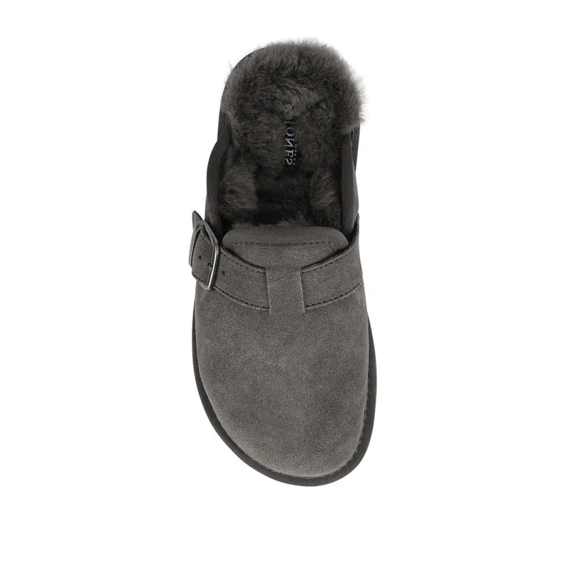 Fiora Leather Mule Slippers - FIORA / 328 490 - Grey