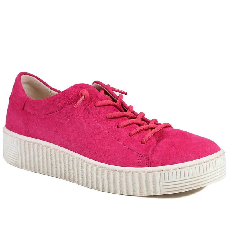 Gabor Casual Leather Lace Up Trainers - GAB43002 / 328 668 - Hot Pink