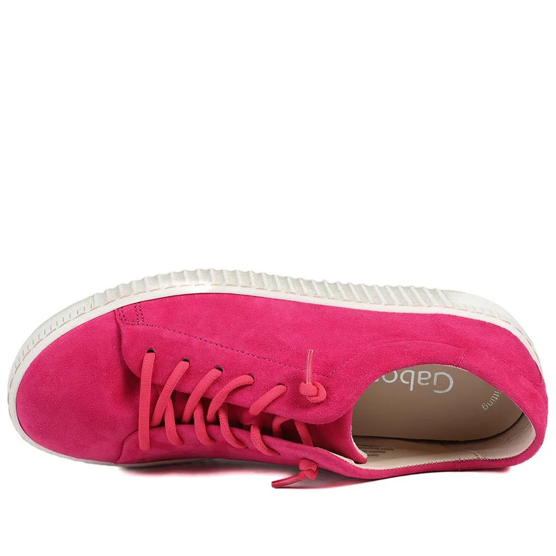 Gabor Casual Leather Lace Up Trainers - GAB43002 / 328 668 - Hot Pink