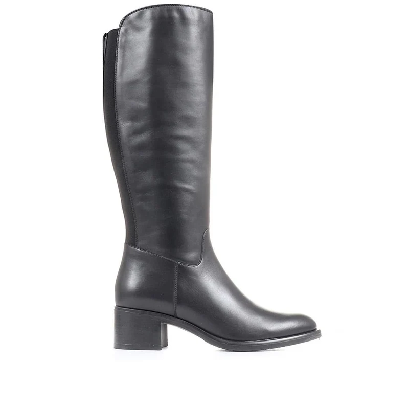 Donatella Knee High Leather Boots - DONATELLA / 322 367 - Black