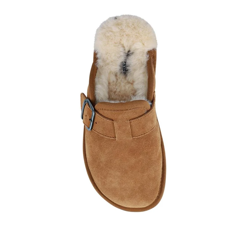 Fiora Leather Mule Slippers - FIORA / 328 490 - Chestnut