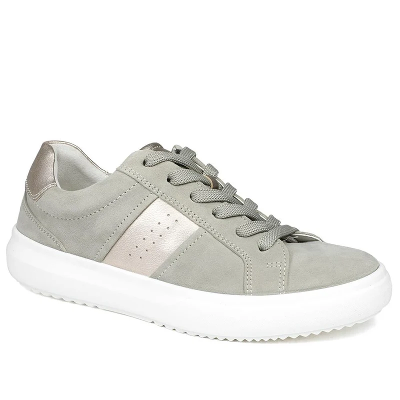 Gabor Jade Leather Lace Up Trainers - GAB43515 / 328 860 - Sage-Pewter
