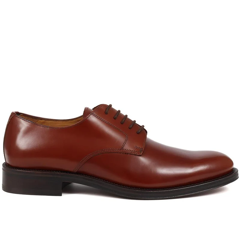Cambridge Leather Polished Derby Shoes - CAMBRIDGE2 / 323 783 - Walnut