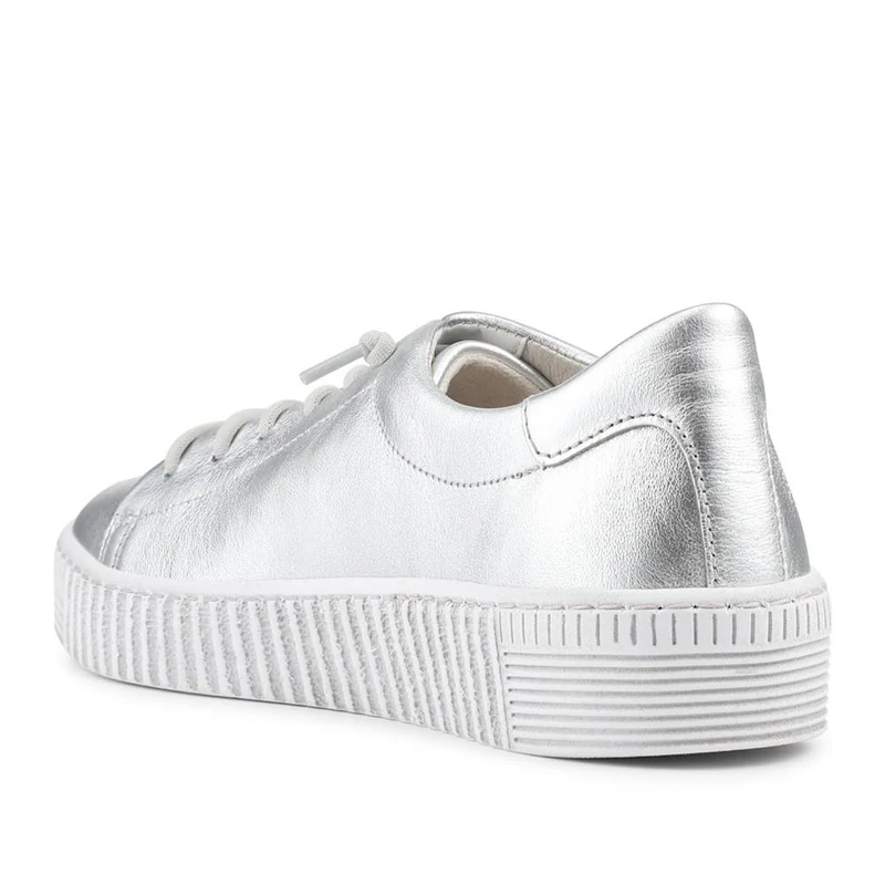 Gabor Casual Leather Lace Up Trainers - GAB43002 / 328 668 - Silver