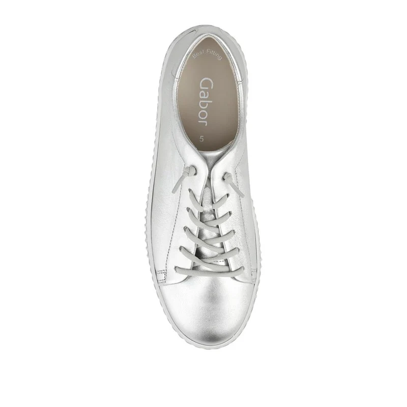 Gabor Casual Leather Lace Up Trainers - GAB43002 / 328 668 - Silver
