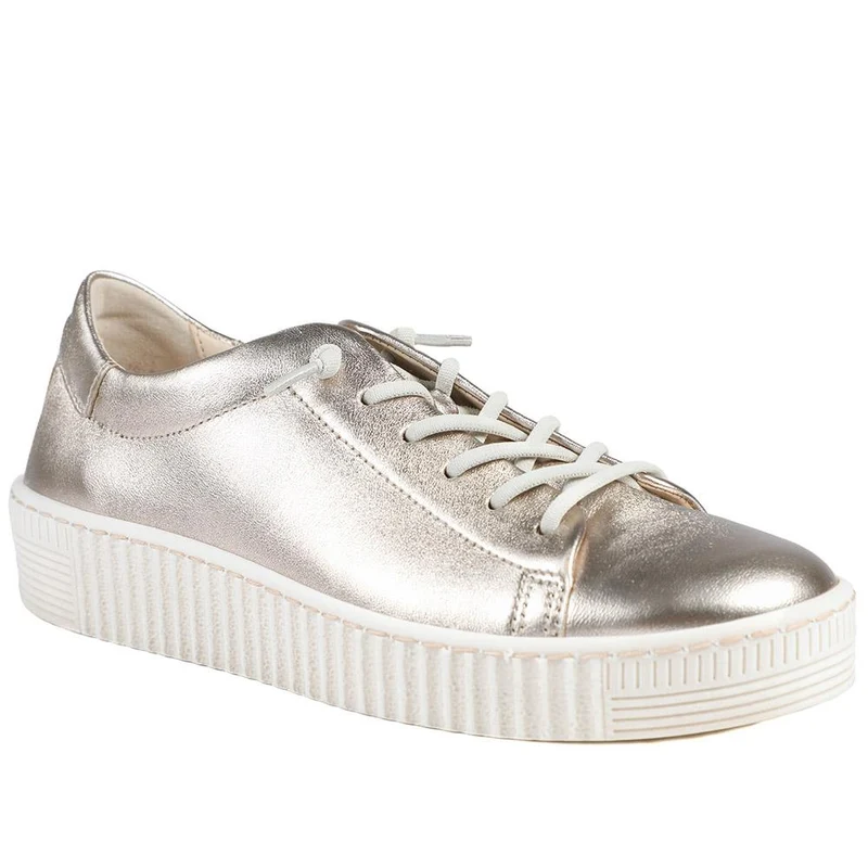 Gabor Casual Leather Lace Up Trainers - GAB43002 / 328 668 - Gold