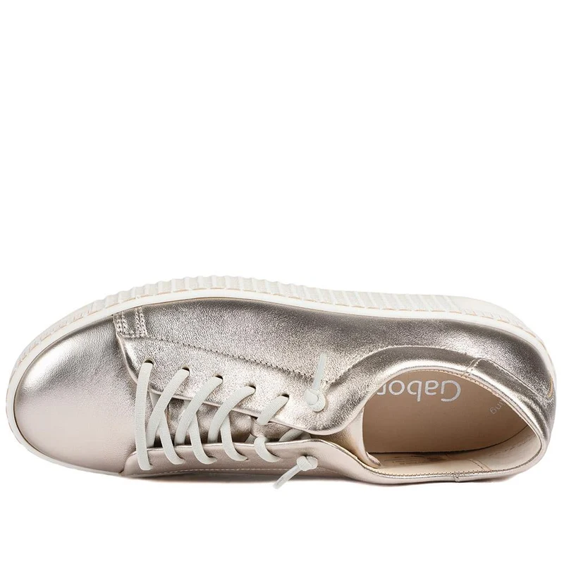 Gabor Casual Leather Lace Up Trainers - GAB43002 / 328 668 - Gold