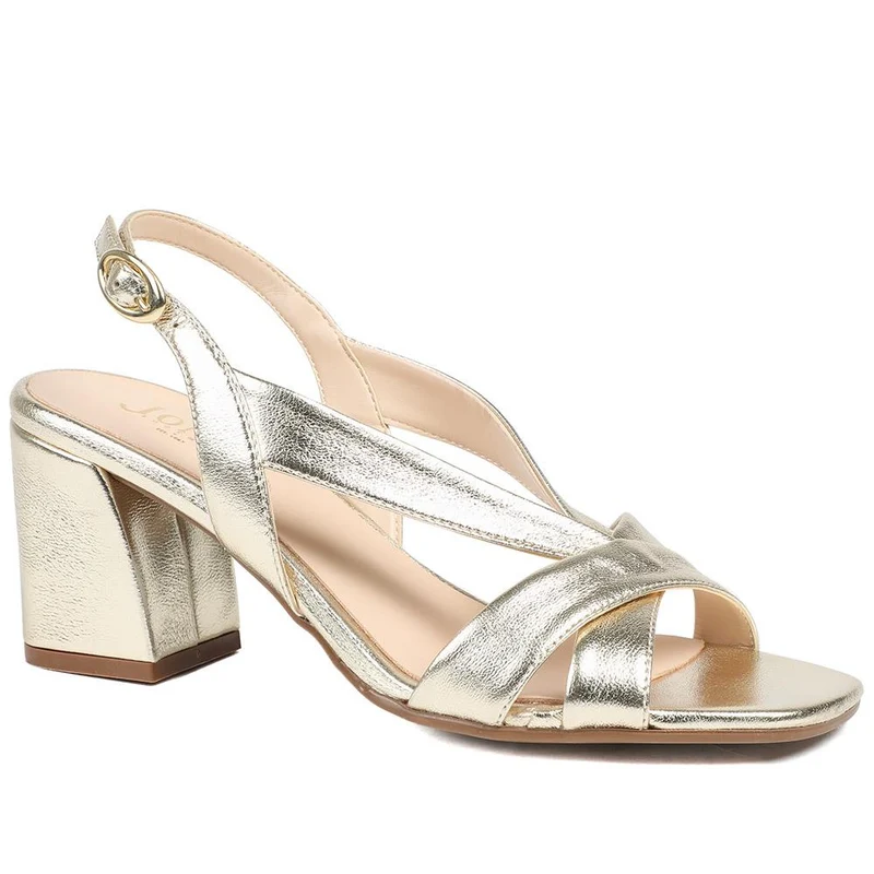 Geneveve Smart Leather Slingback Sandals - GENEVEVE / 329 108 - Gold Leather