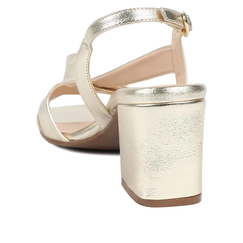 Geneveve Smart Leather Slingback Sandals - GENEVEVE / 329 108 - Gold Leather