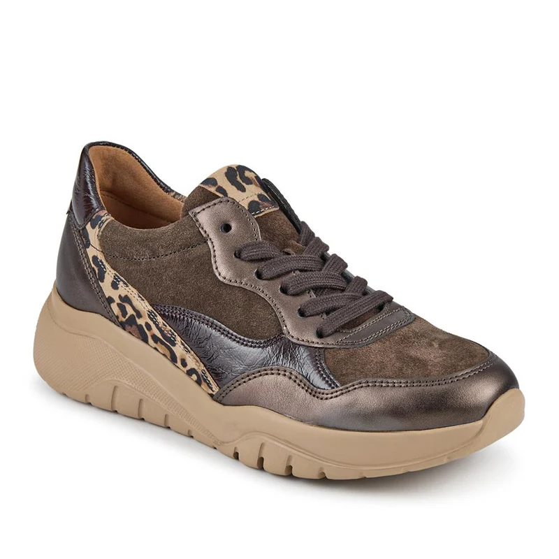 Widow Leather Lace-Up Trainers - GAB42509 / 327 748 - Dark Brown Multi