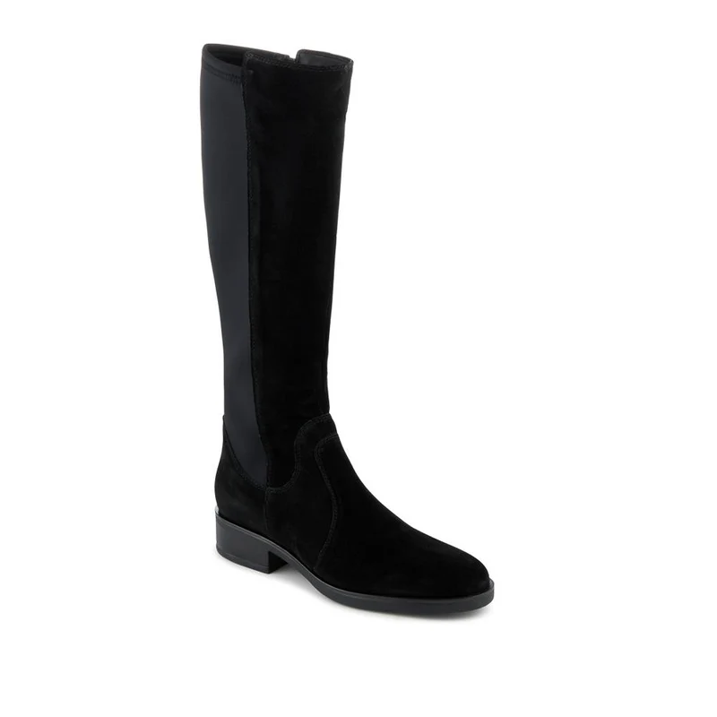 Ellisia Leather Stretch-Fit Long Boots - ELLISIA / 326 064 - Black Suede