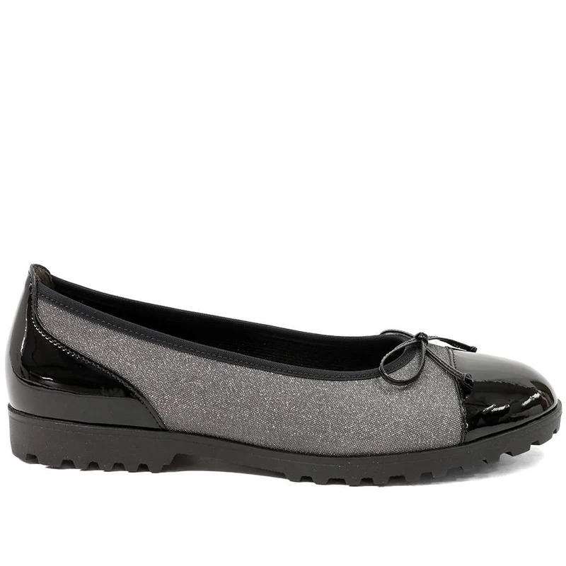 Gabor Leather Bow Detailed Ballet Flats - GAB42541 / 328 947 - Black