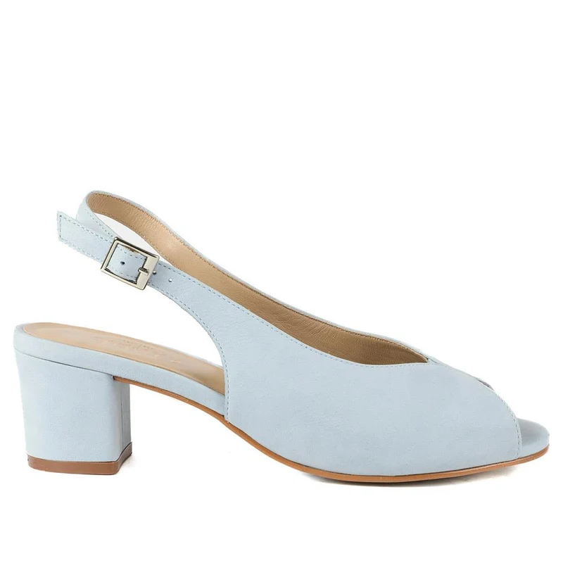 Zahara Leather Peep Toe Slingback Court Shoes - ZAHARA / 329 036 - Powder Blue Nubuck