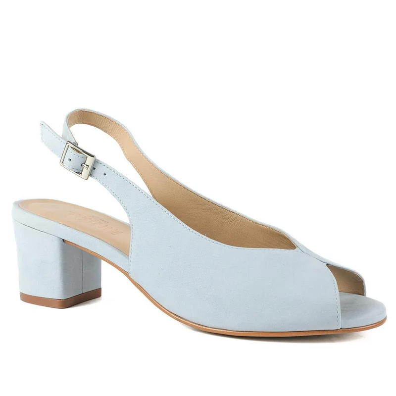 Zahara Leather Peep Toe Slingback Court Shoes - ZAHARA / 329 036 - Powder Blue Nubuck