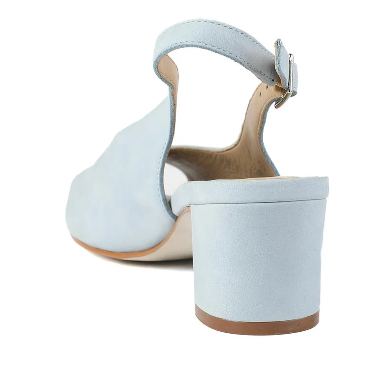 Zahara Leather Peep Toe Slingback Court Shoes - ZAHARA / 329 036 - Powder Blue Nubuck