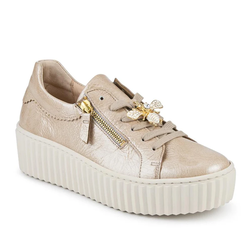 Dotcom Leather Platform Trainers With Bee Brooch - GAB42506 / 327 745 - Gold