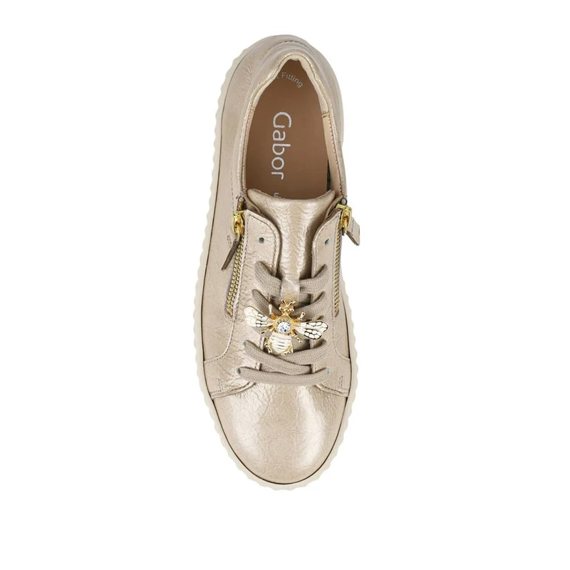 Dotcom Leather Platform Trainers With Bee Brooch - GAB42506 / 327 745 - Gold