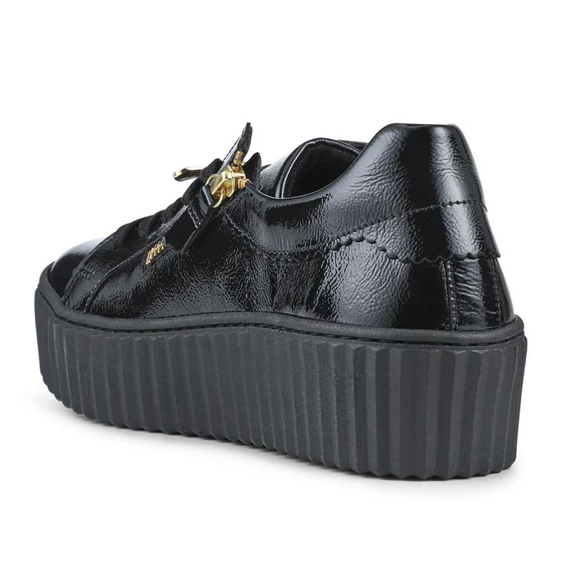 Dotcom Leather Platform Trainers With Bee Brooch - GAB42506 / 327 745 - Black Patent