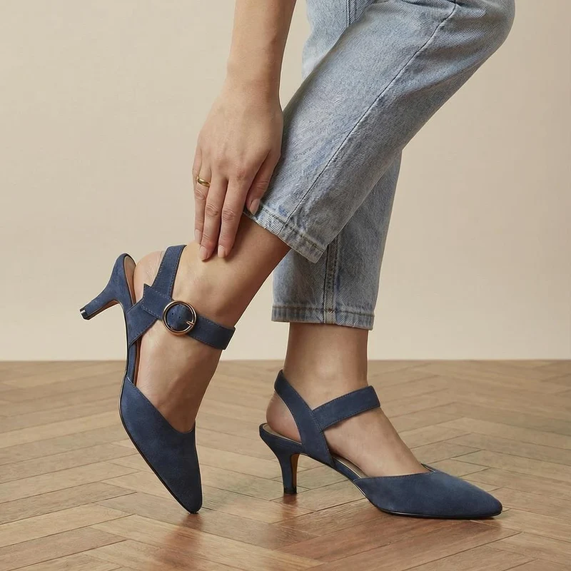 Yohanna Leather Court Shoes - YOHANNA / 325 144 - Navy Suede