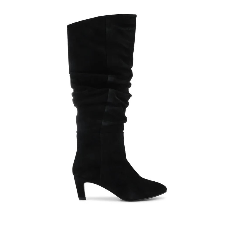 Darlina Leather Slouch Long Boots - DARLINA / 328 083 - Black Suede