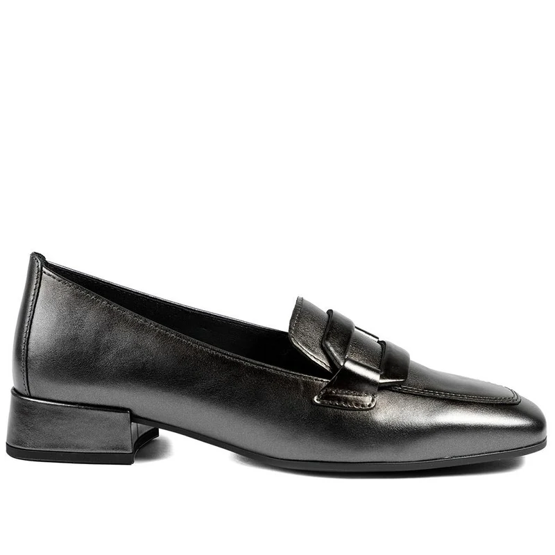 Gabor Smart Leather Heeled Loafers - GAB42558 / 329 508 - Metallic