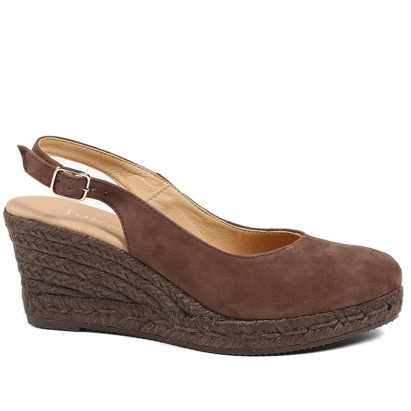 Cedrica Wide Fit Leather Slingback Espadrilles - CEDRICAWIDE / 329 056 - Chocolate Suede