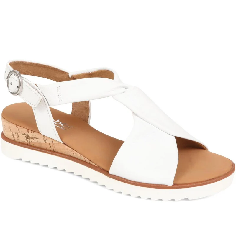 Wide-Fit Rich Leather Twist-Front Sandals - GAB31514 / 317 898