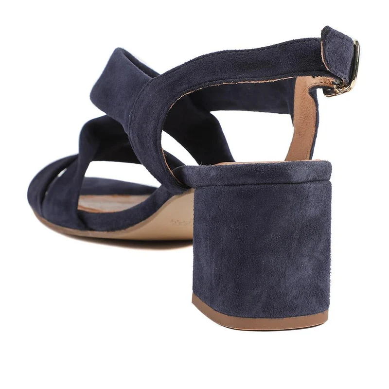 Hamilton Leather Block Heel Sandals - HAMILTON / 329 399 - Navy Suede