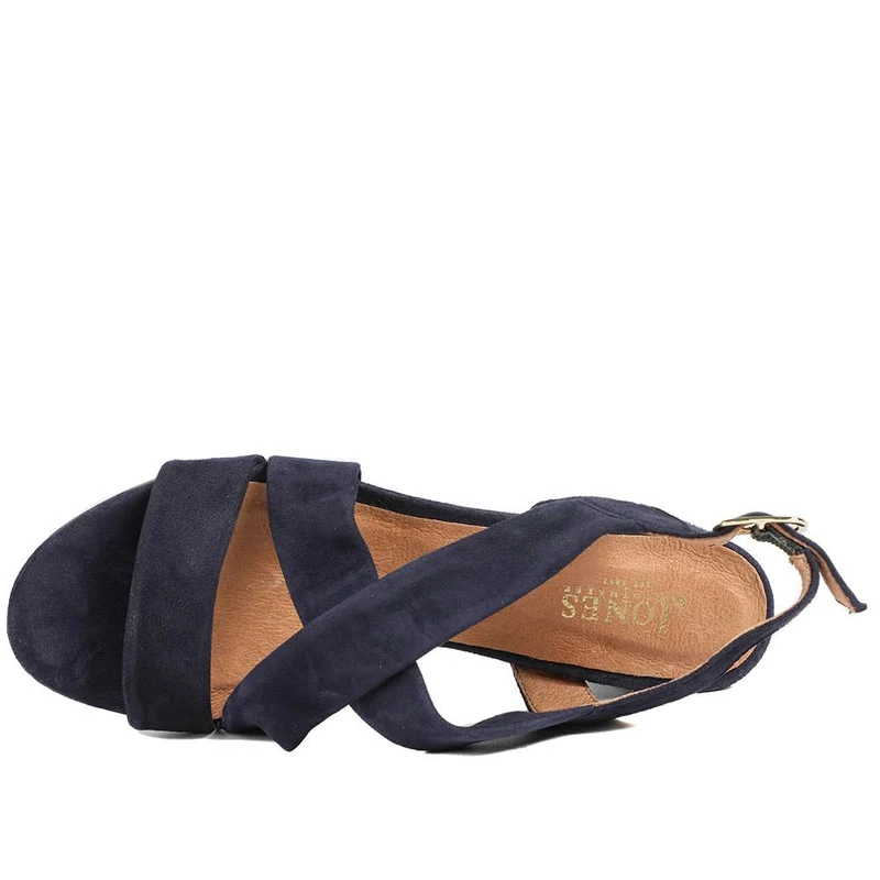 Hamilton Leather Block Heel Sandals - HAMILTON / 329 399 - Navy Suede