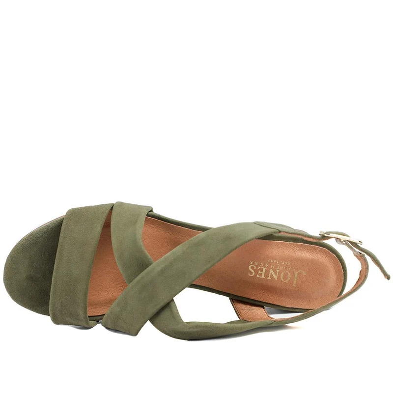 Hamilton Leather Block Heel Sandals - HAMILTON / 329 399 - Khaki Suede