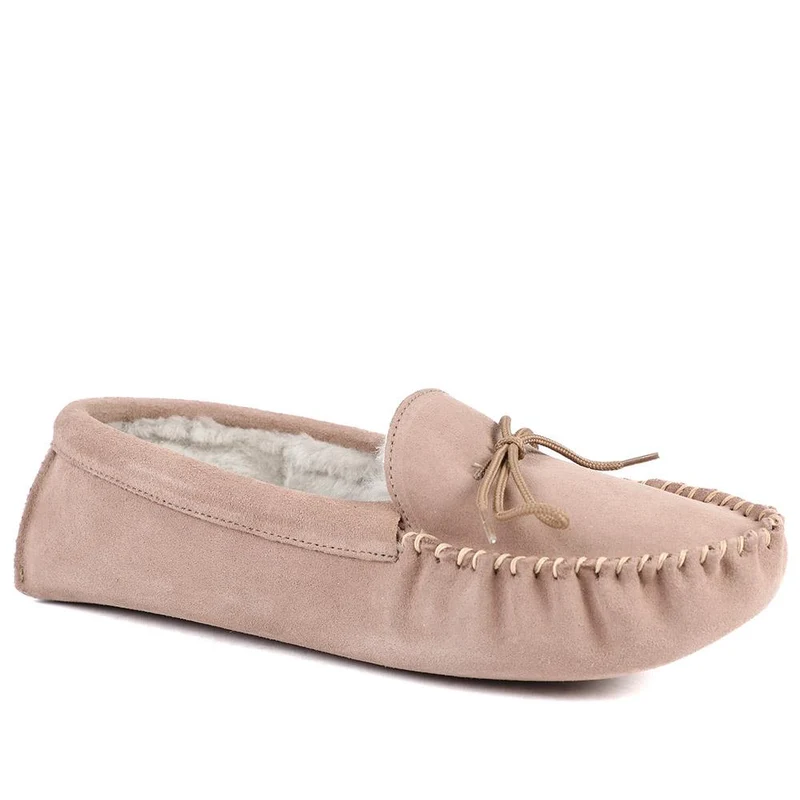 Draper Maine Moccasin Slippers - DRAPR42500 / 328 452 - Taupe Suede