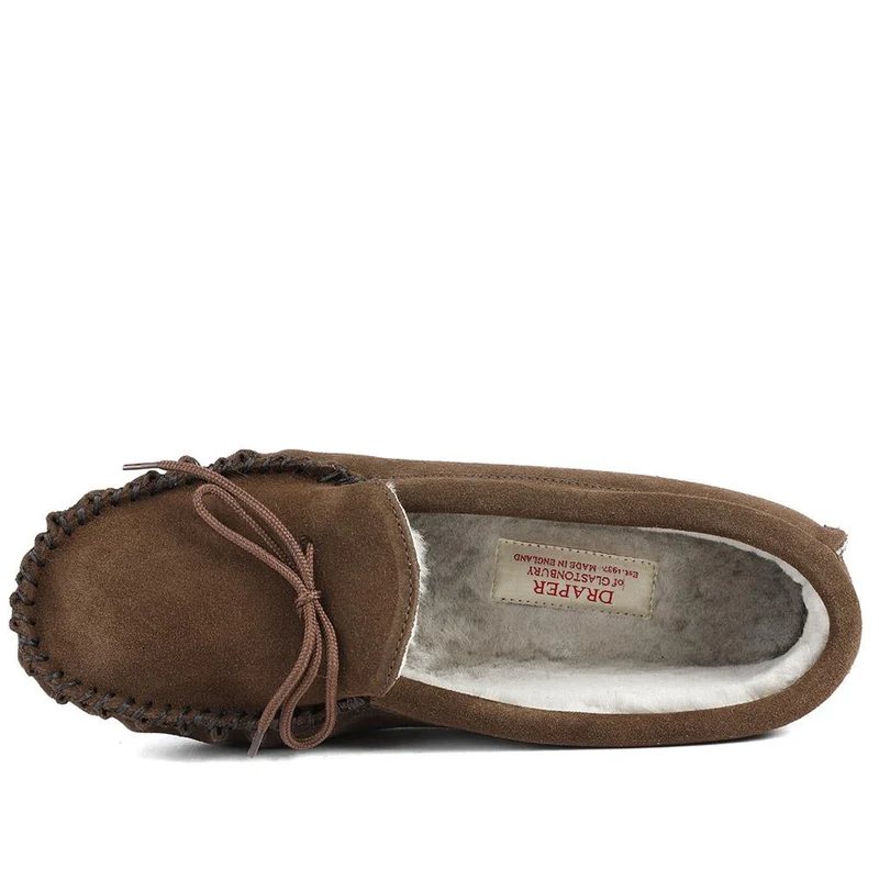 Draper Maine Moccasin Slippers - DRAPR42500 / 328 452 - Brown Suede