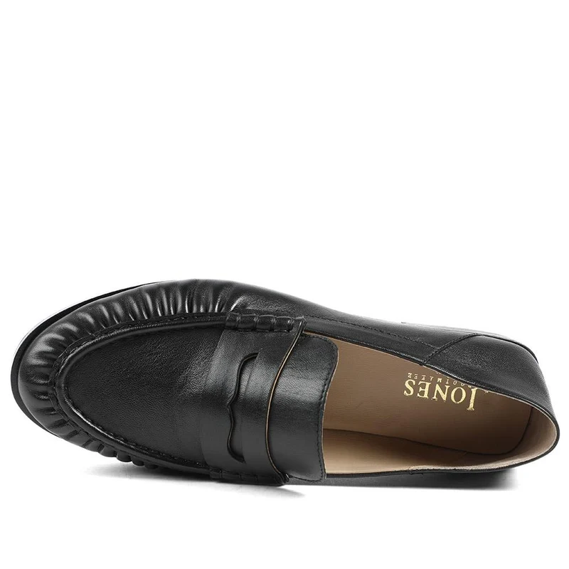 Petunia Leather Flared Heel Penny Loafers - PETUNIA / 328 898 - Black Leather