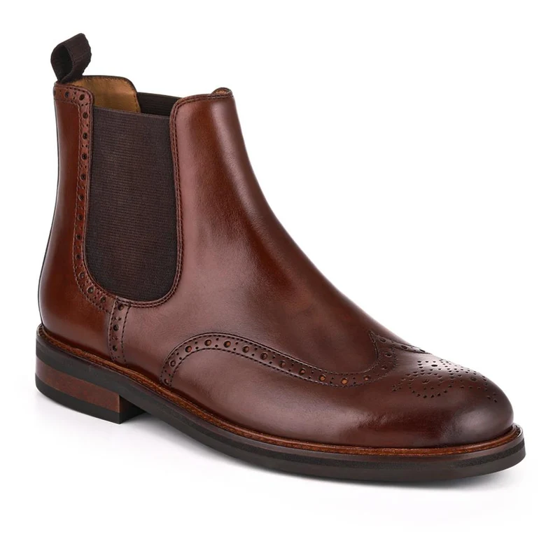 Fieldston Brogue Wingtip Chelsea Boots - FIELDSTON / 327 927 - Chestnut