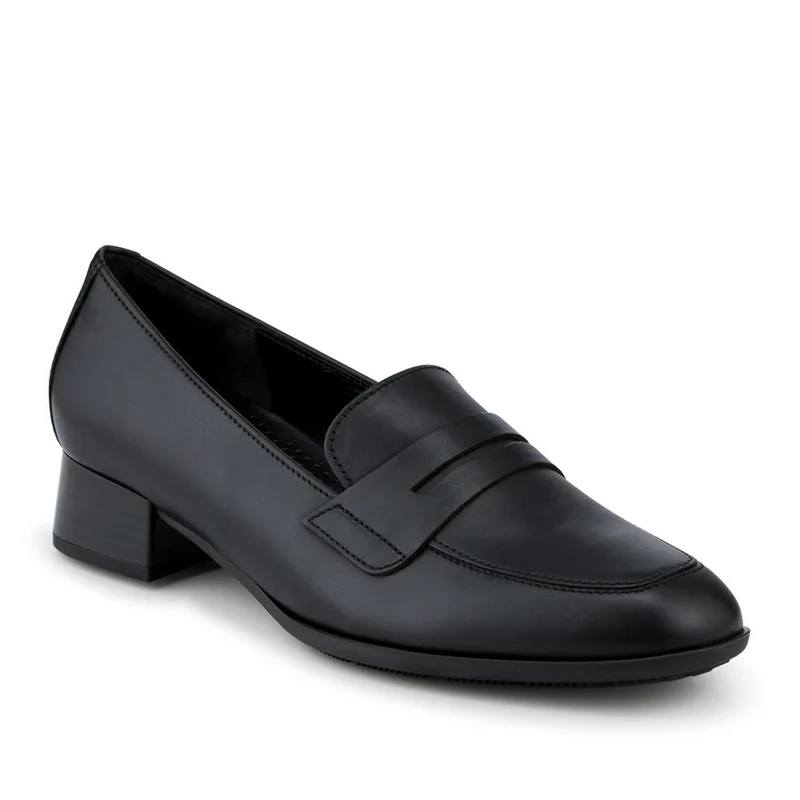 Gabor Smart Leather Heeled Penny Loafers - GAB42538 / 328 948 - Black Leather